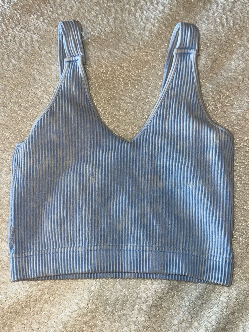 Zenana Outfitters Light Blue Ribbed V-Neck Crop Tank
